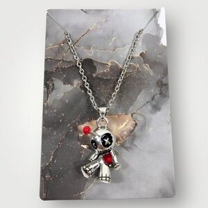Jewelry Stitched Skull Voodoo Red Heart Ghost Doll Pendant Necklace!